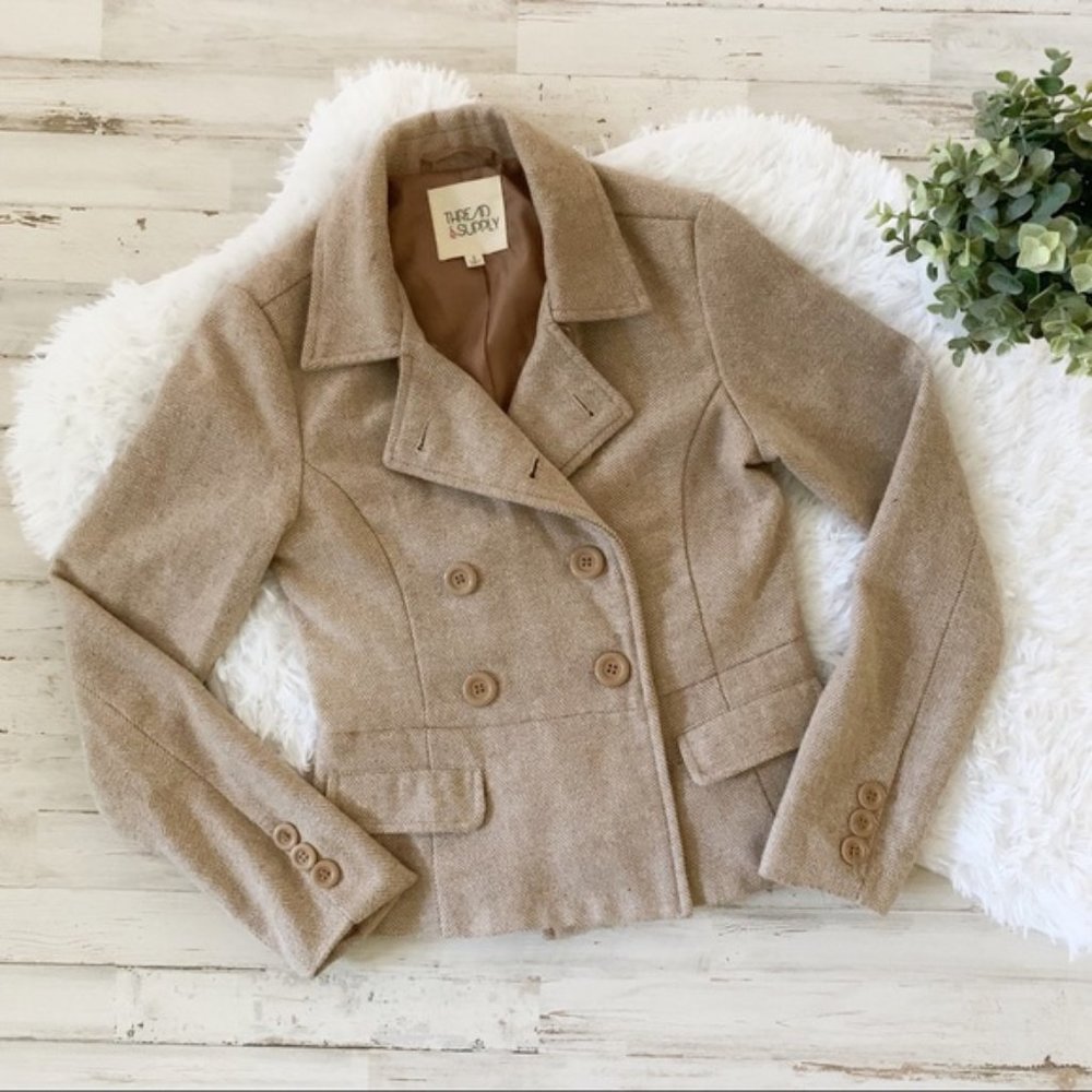 Thread & Supply Herringbone Tweed Blazer Jacket S